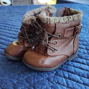 Wonder Nation Brown Kids Boots with Fur Lining